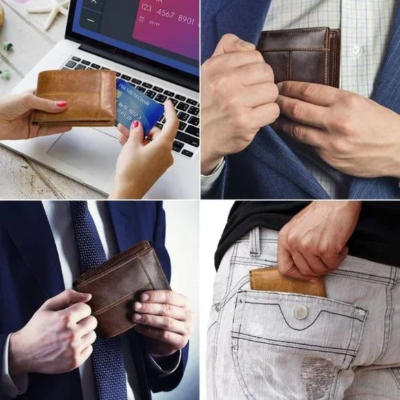 Men Wallet RFID Genuine Leather Bifold Wallets For Men, ID Window 16 Card Holder - Picture 6 of 7